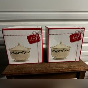NIB Lenox Carved Holiday Treat Jar